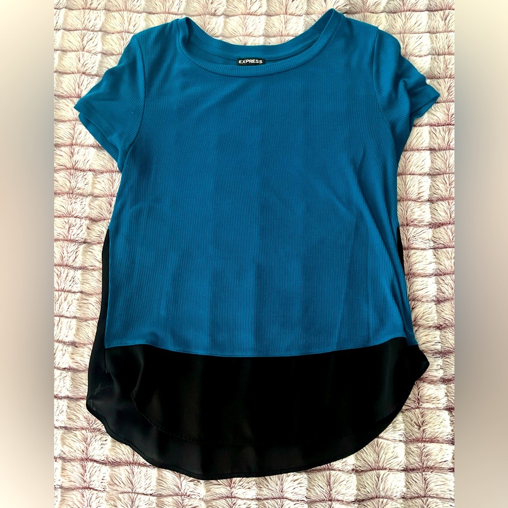 Express Teal and Black Women's Top